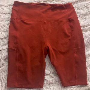 High waisted bike shorts burnt orange